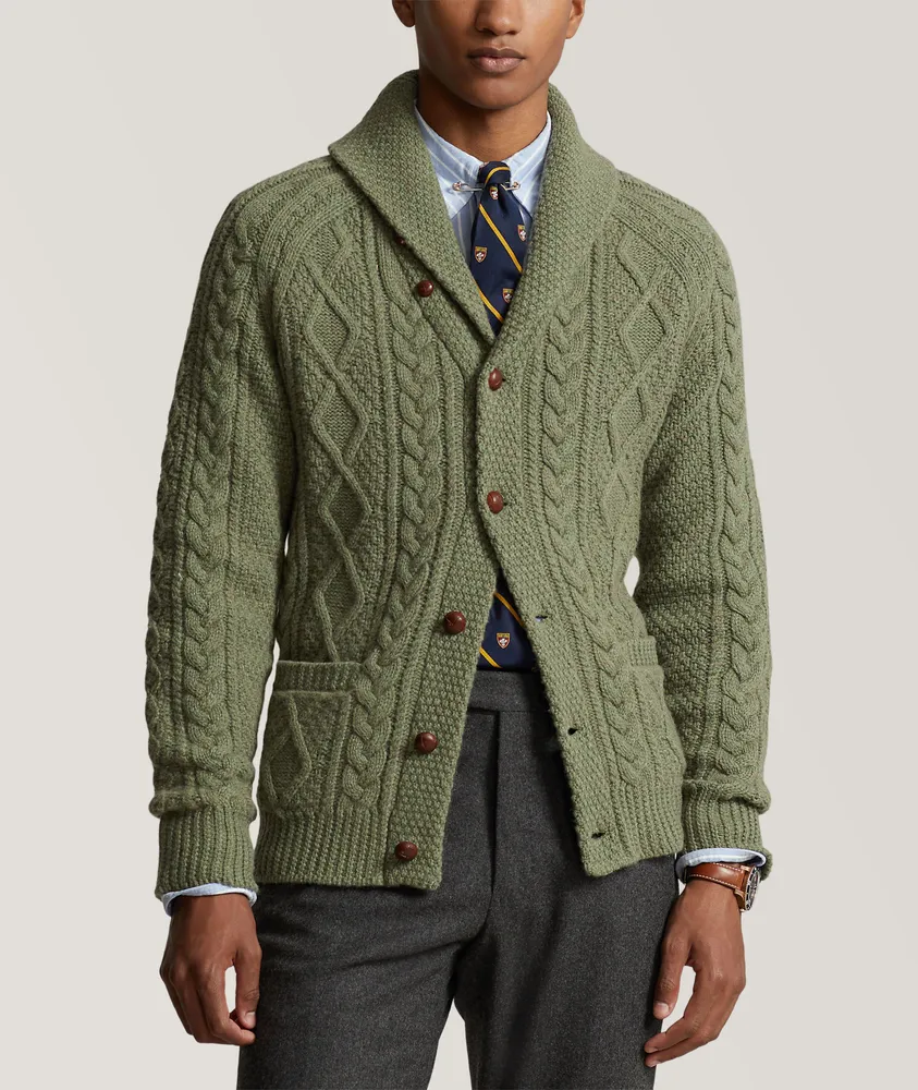 Polo Ralph Lauren Aran Cable Knit Wool-Cashmere Cardigan