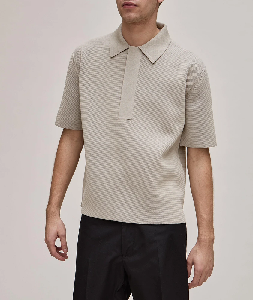 Weighted Viscose-Cotton Knit Polo