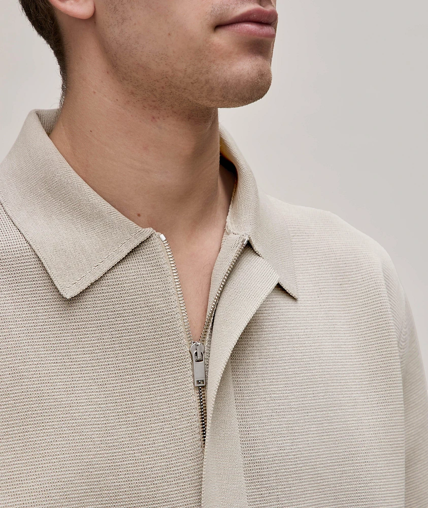 Weighted Viscose-Cotton Knit Polo