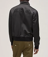 Logo Embroidered Satin Bomber Jacket