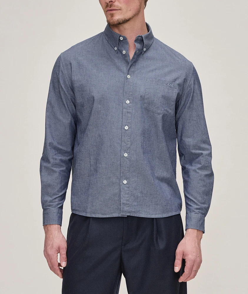 Chambray Button Down Collar Sport Shirt