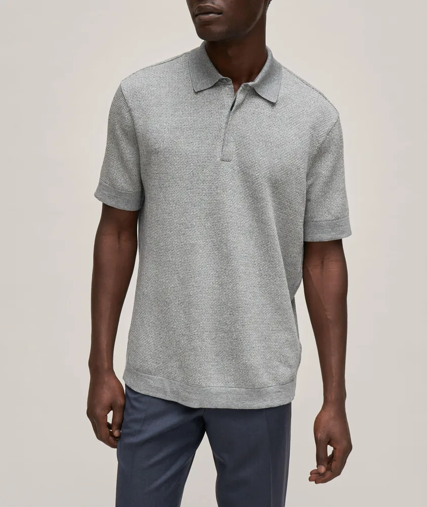 Mélange Cotton, Linen & Silk Knit Polo