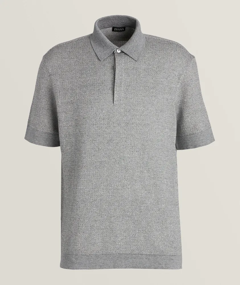 Mélange Cotton, Linen & Silk Knit Polo