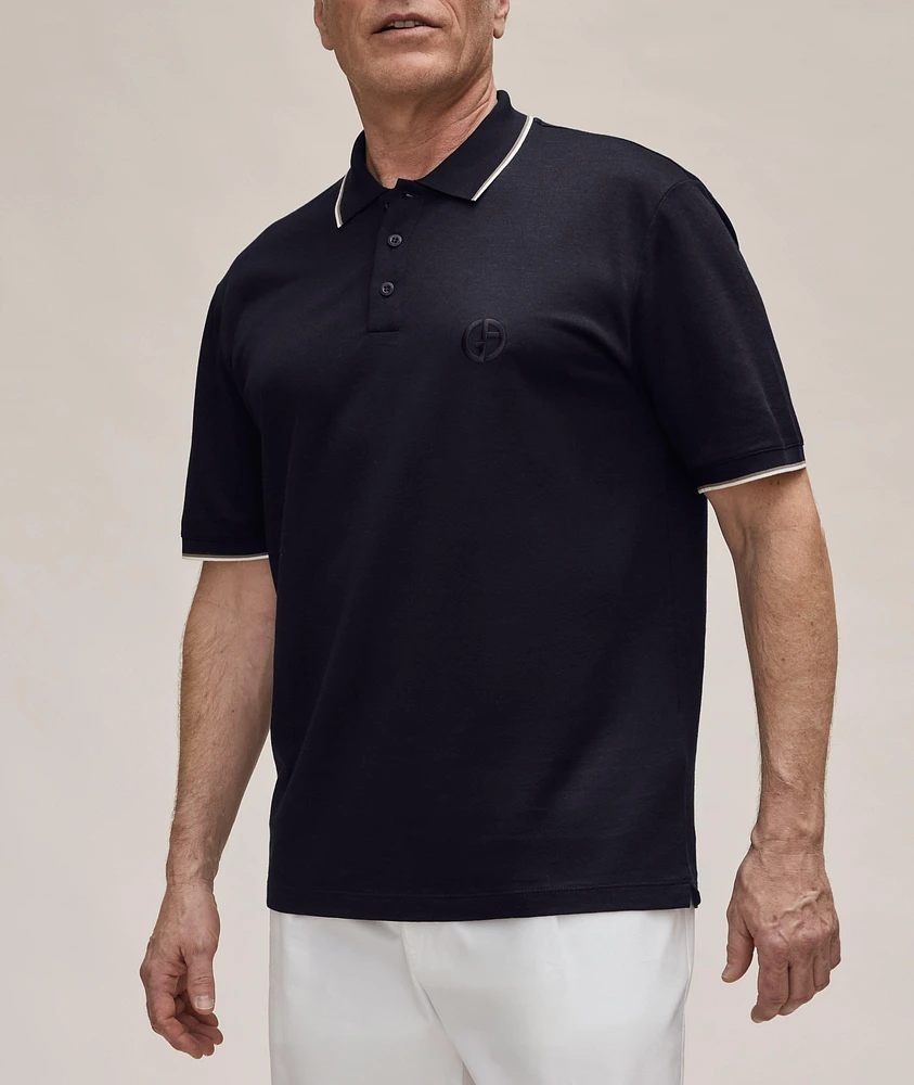 Contrast Trim Silk-Blend Polo