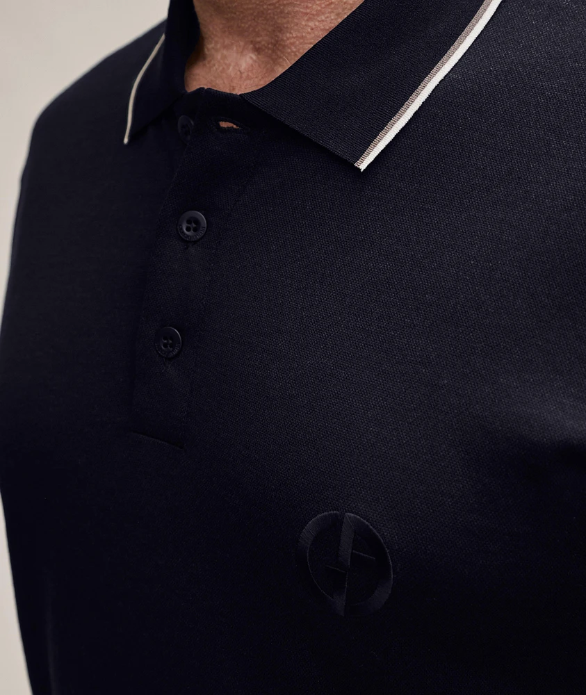 Contrast Trim Silk-Blend Polo