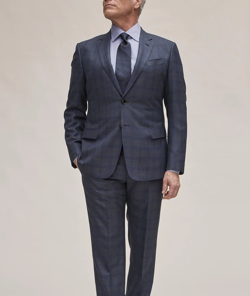 Soft Collection Windowpane Wool-Silk Suit