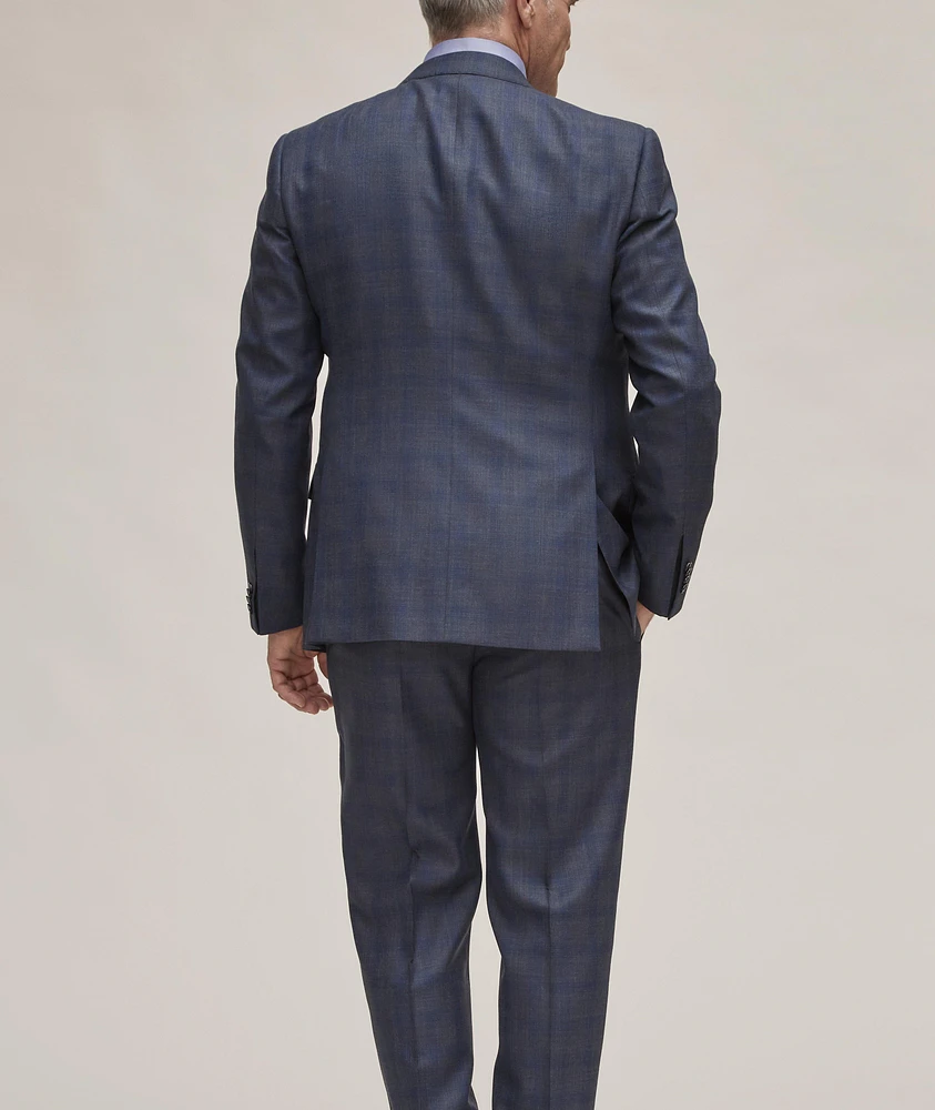 Soft Collection Windowpane Wool-Silk Suit