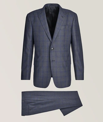 Soft Collection Windowpane Wool-Silk Suit