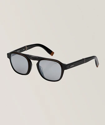Smoked Foldable Polarized Round Frame Sunglasses