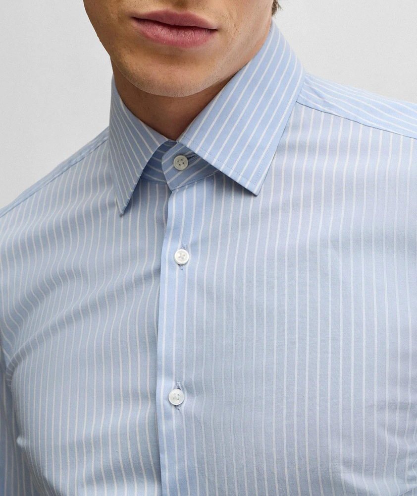 Hank Striped Easy Iron Stretch-Cotton Dress Shirt