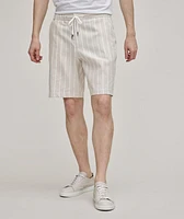 Striped Linen-Cotton Bermuda Shorts