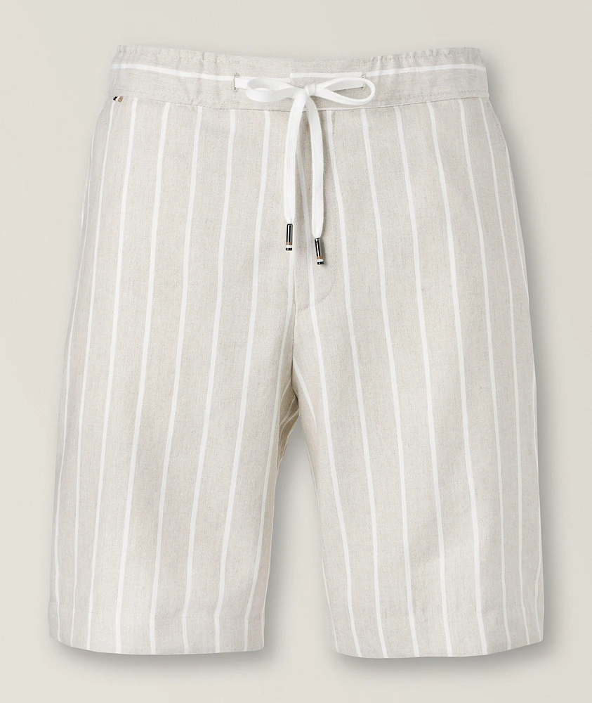 Striped Linen-Cotton Bermuda Shorts