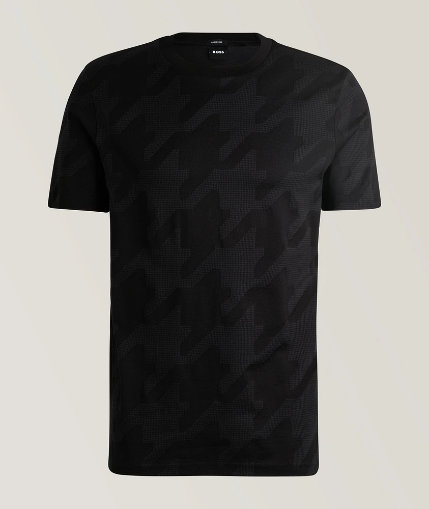 Houndstooth Jacquard Mercerized Cotton T-Shirt