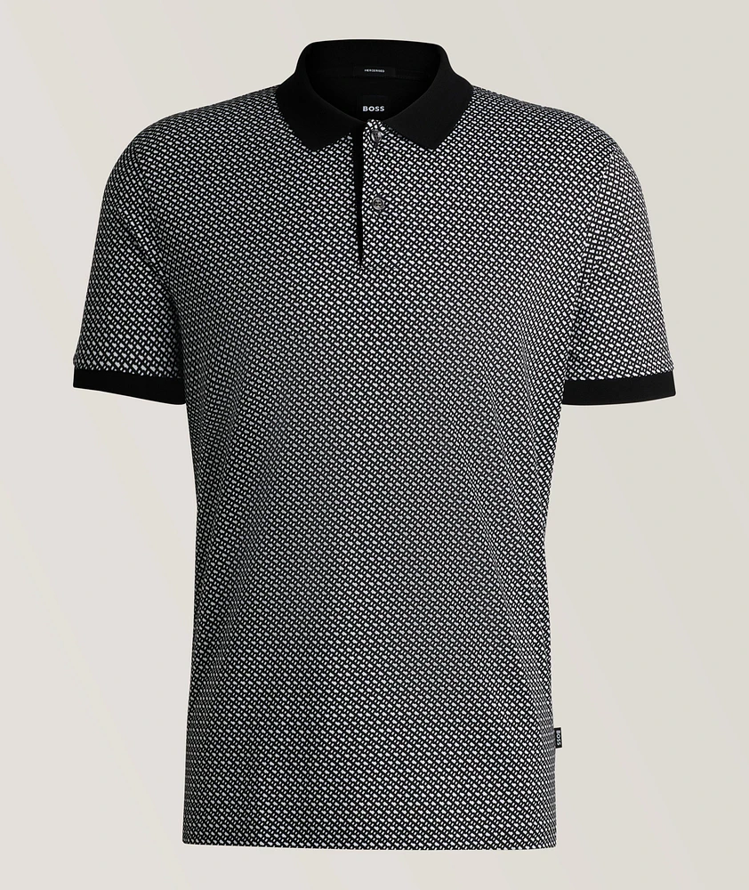 Two-Tone Monogram Mercerized Cotton Polo