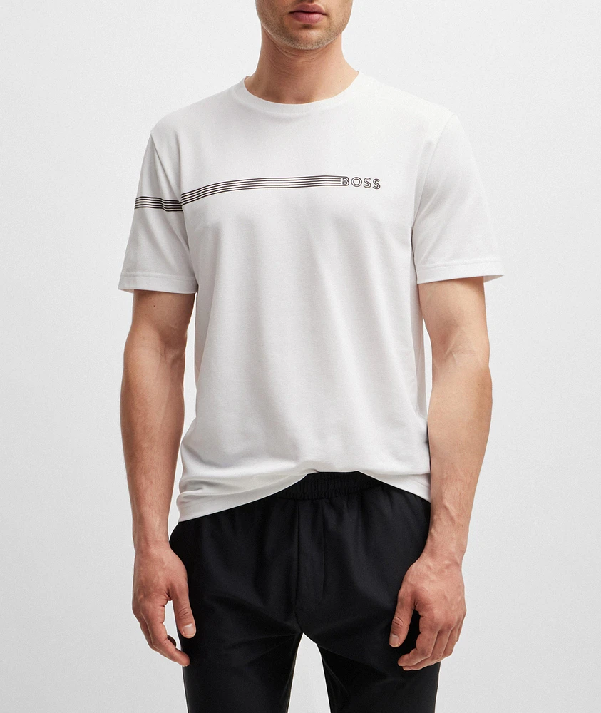 Branded Stripe Active Stretch Cotton-Blend T-Shirt