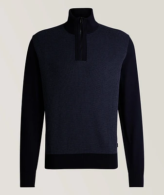 BLACK HERITAGE Collection Virgin Wool Quarter-Zip Sweater