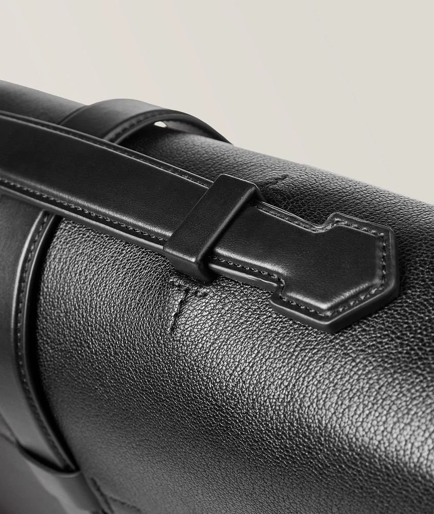 T-Buckle Leather Briefcase