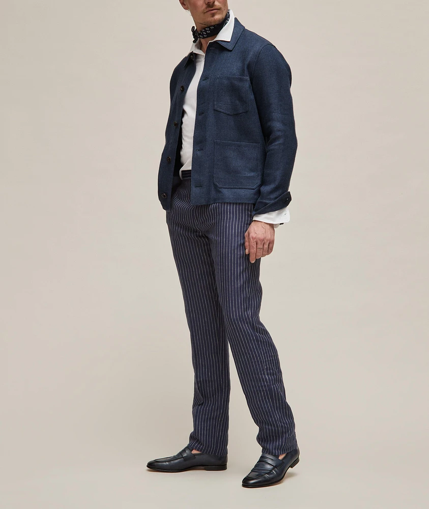 Gregory Narrow Striped Linen Pants