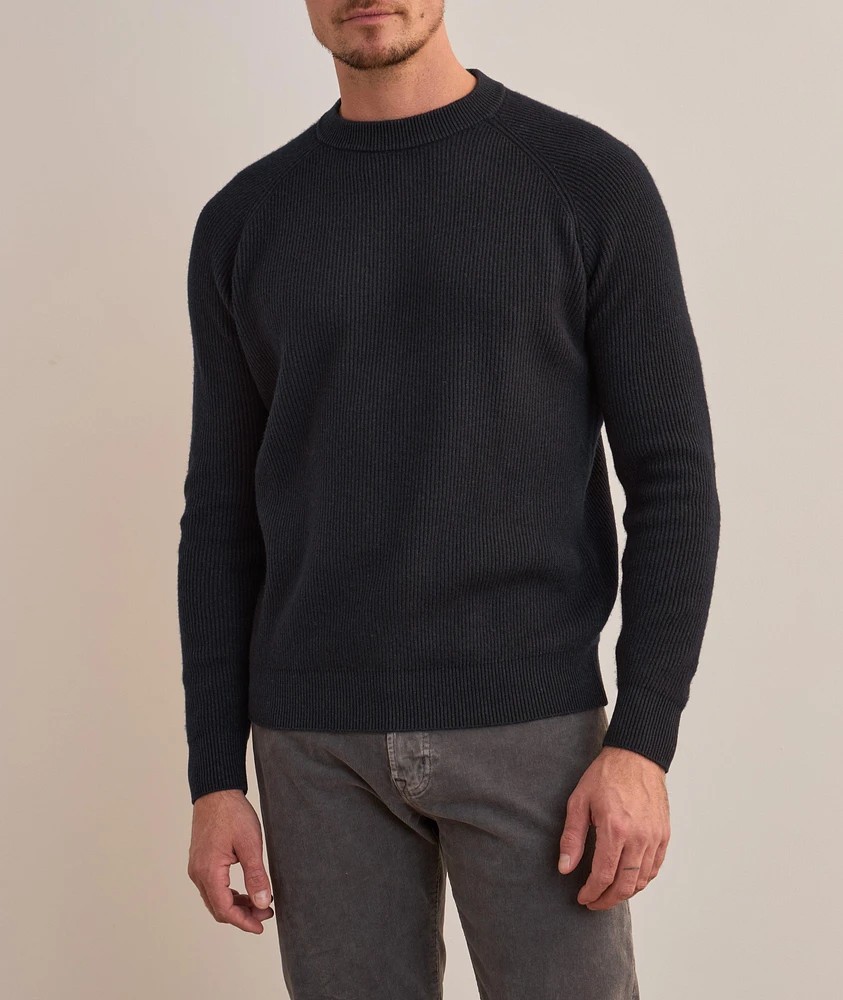 Ribbed Merino Wool-Blend Crewneck Sweater