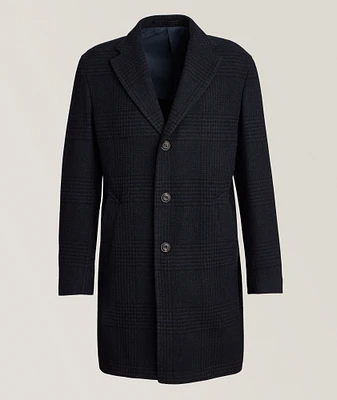 Houndstooth Wool-Cashmere Overcoat