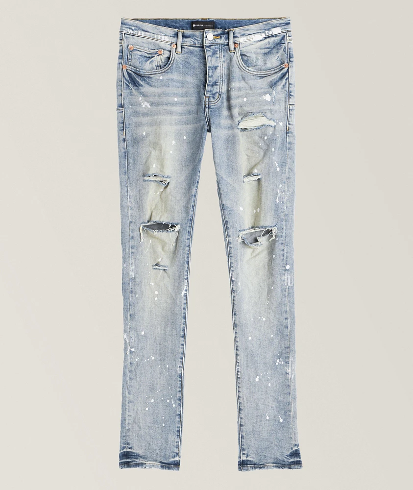 P001 Distressed Paint Splattered Jeans