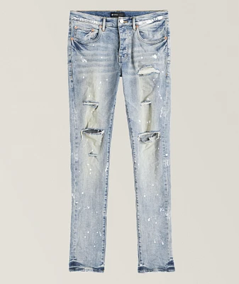 P001 Distressed Paint Splattered Jeans