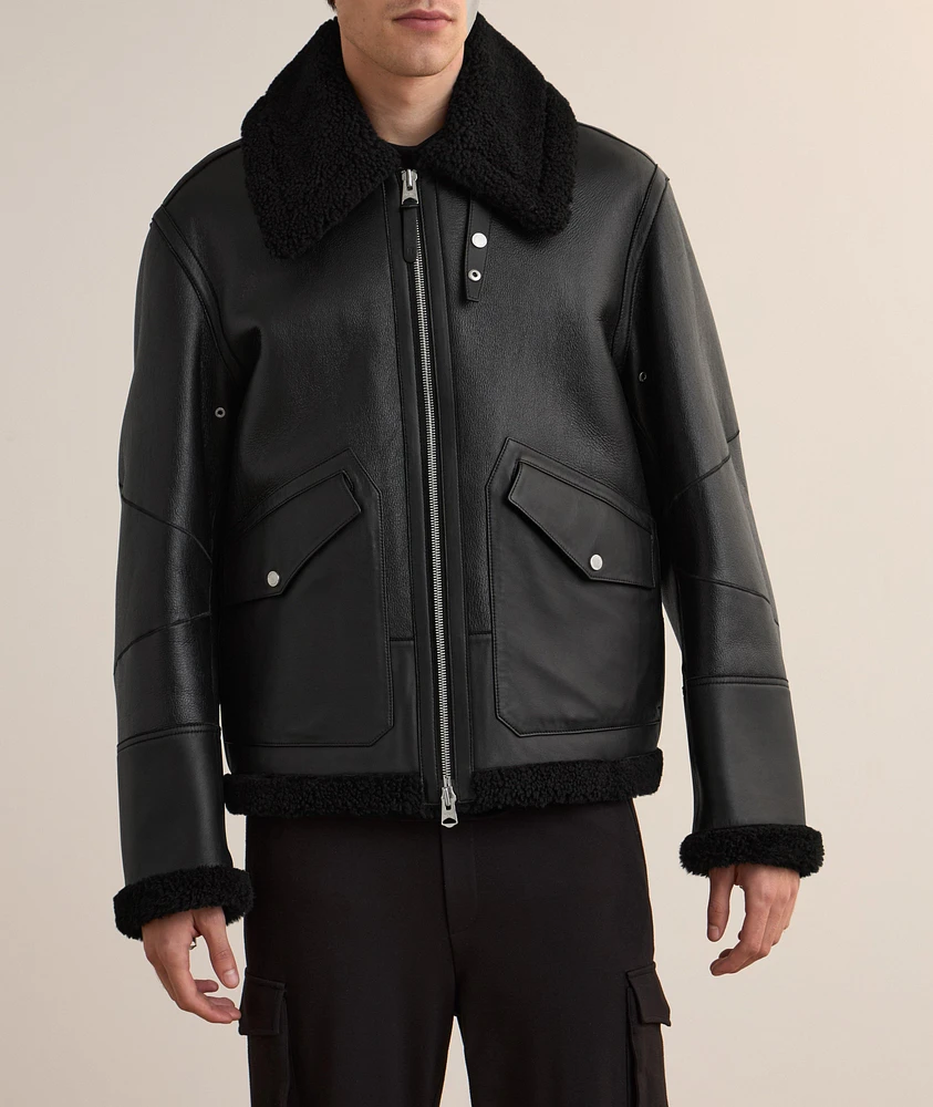 Atlas Shearling & Leather Aviator Jacket