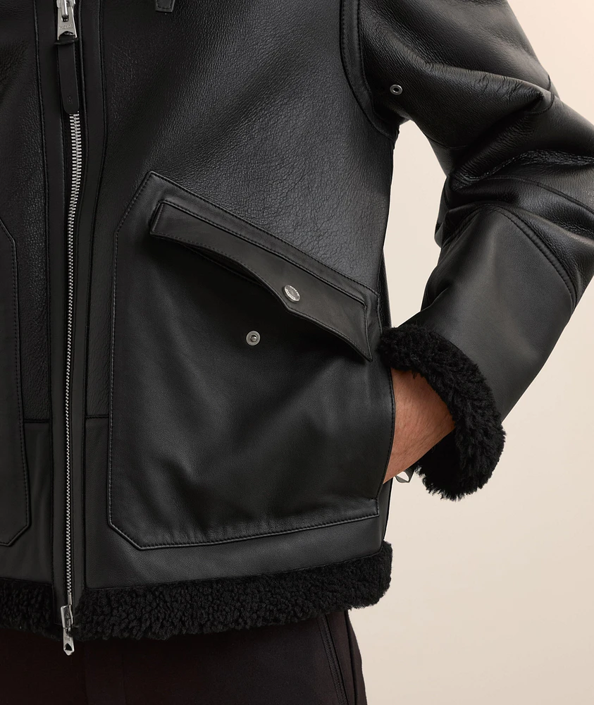 Atlas Shearling & Leather Aviator Jacket