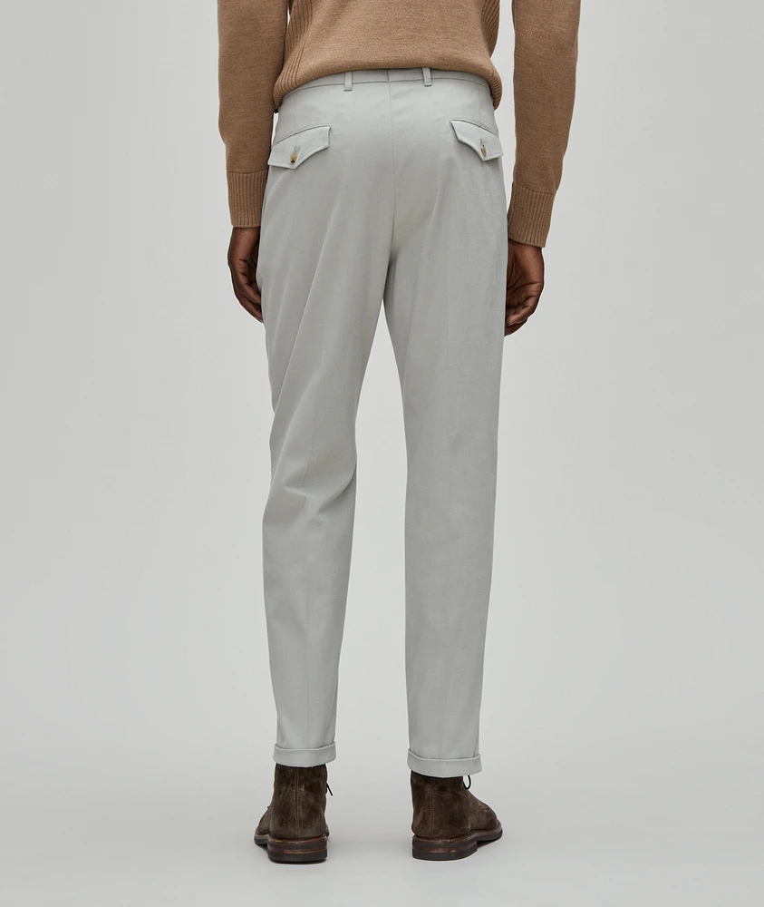 Serpo Shaped Fit with Slim-Fit Leg Stretch Cotton Pleated Pants