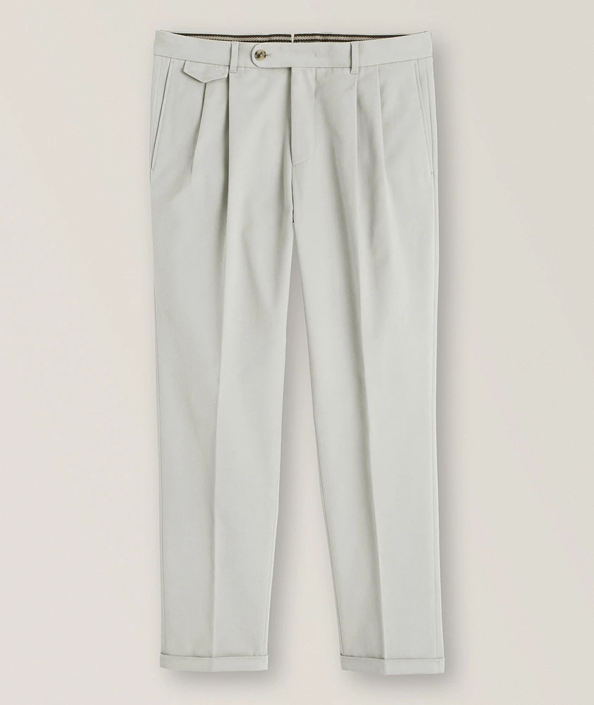 Serpo Shaped Fit with Slim-Fit Leg Stretch Cotton Pleated Pants