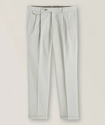 Serpo Shaped Fit with Slim-Fit Leg Stretch Cotton Pleated Pants