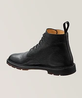 Pebbled Leather Lace-Up Boots