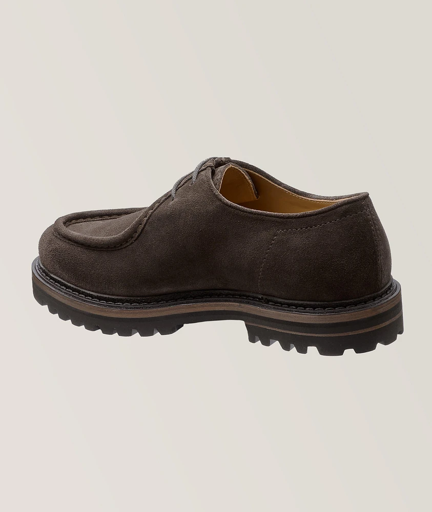 Suede Moc Toe Derbies