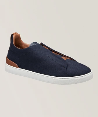 Triple Stitch Wool-Vicuna Sneakers