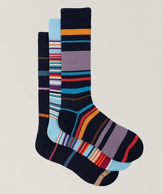 Three-Pack Striped Dress Socks