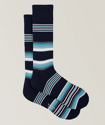 Striped Stretch-Cotton Dress Socks