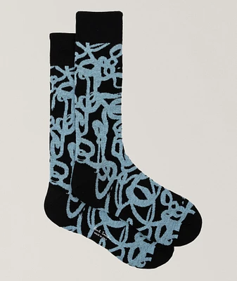 Squiggle Stretch Cotton Dress Socks