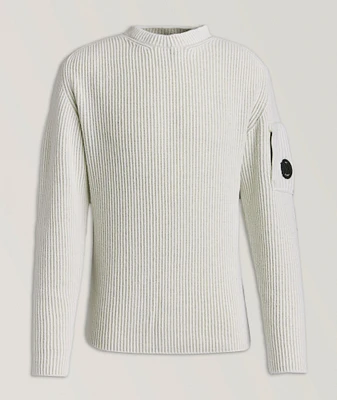 Two-Tone Ribbed Knit Crewneck Sweater