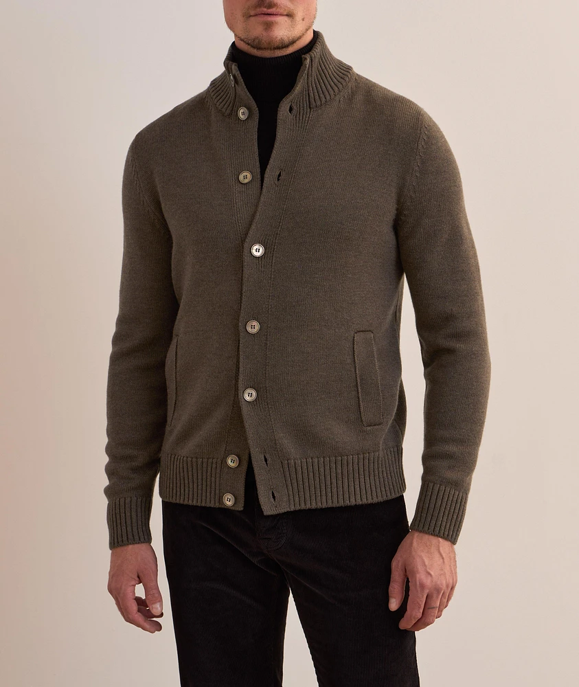 Herringbone Virgin Wool Cardigan