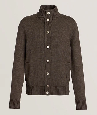 Herringbone Virgin Wool Cardigan