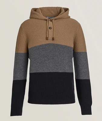 Colourblock Virgin Wool Hooded Sweater