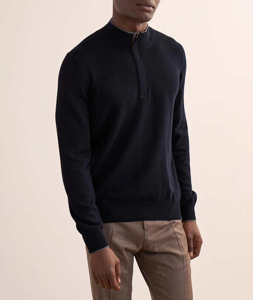 Wool-Blend Half-Zip Sweater
