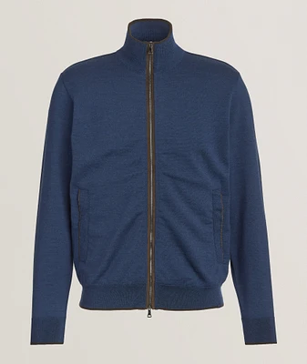 Virgin Wool Suede Trim Sweater