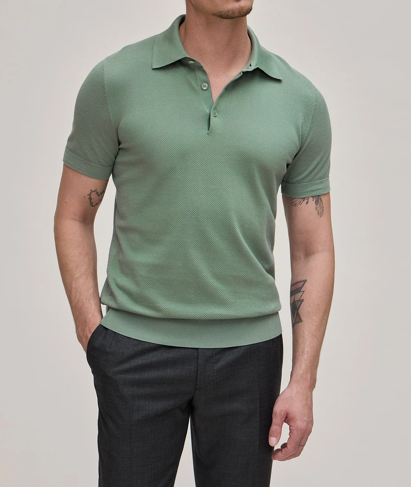 Con Lista Cotton, Silk & Cashmere Textured Polo