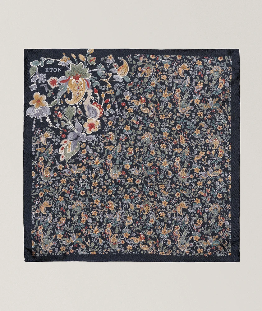 Floral Paisley Silk Pocket Square