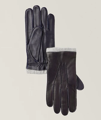 Touchscreen-Compatible Leather & Cashmere Gloves