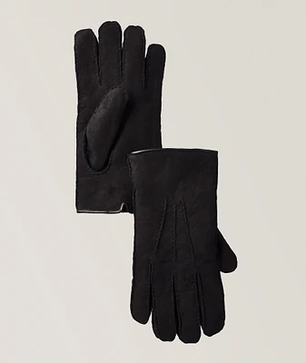 Touchscreen-Compatible Leather & Shearling Gloves