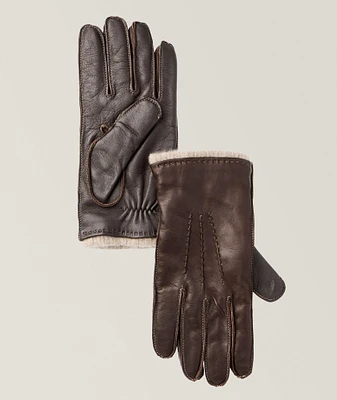 Touchscreen-Compatible Leather & Cashmere Gloves
