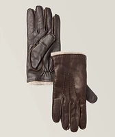 Touchscreen-Compatible Leather & Cashmere Gloves