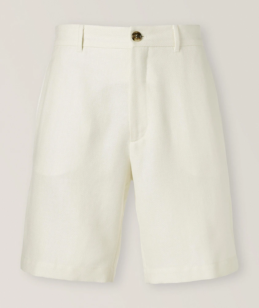 Herringbone Textured Bermuda Shorts